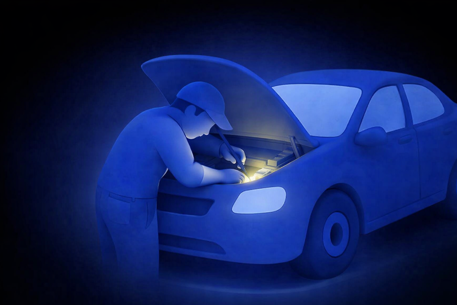 Mechanic fixing car